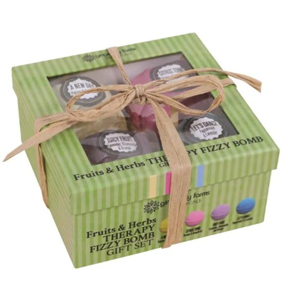 Ginger Lily Farms Fruits & Herbs Therapy Fizzy Bath Bomb Gift Set, 4 Ct, 3 Oz ea - Picture 1 of 9